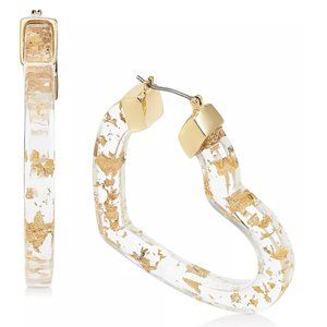 INC Gold Glitter-Heart Hoop Earrings